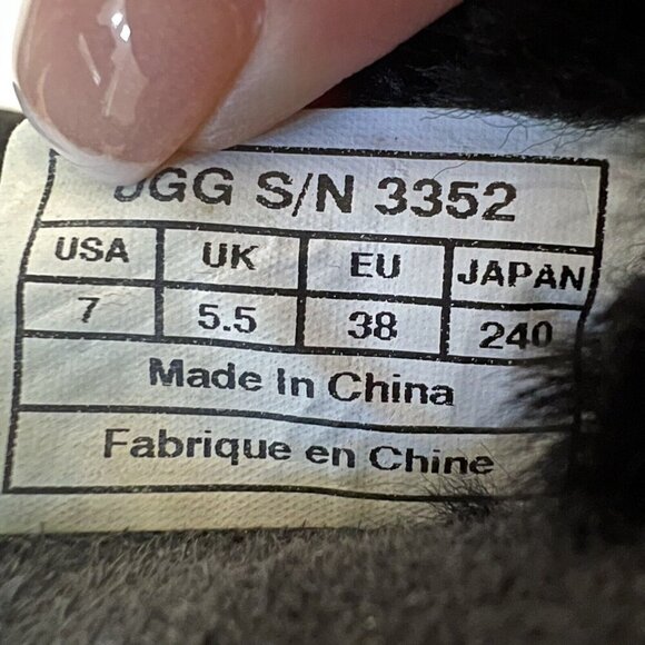 UGG Australia Mini Bailey Button II Logo Boots Black Size 7 Suede Shearling - Picture 9 of 10